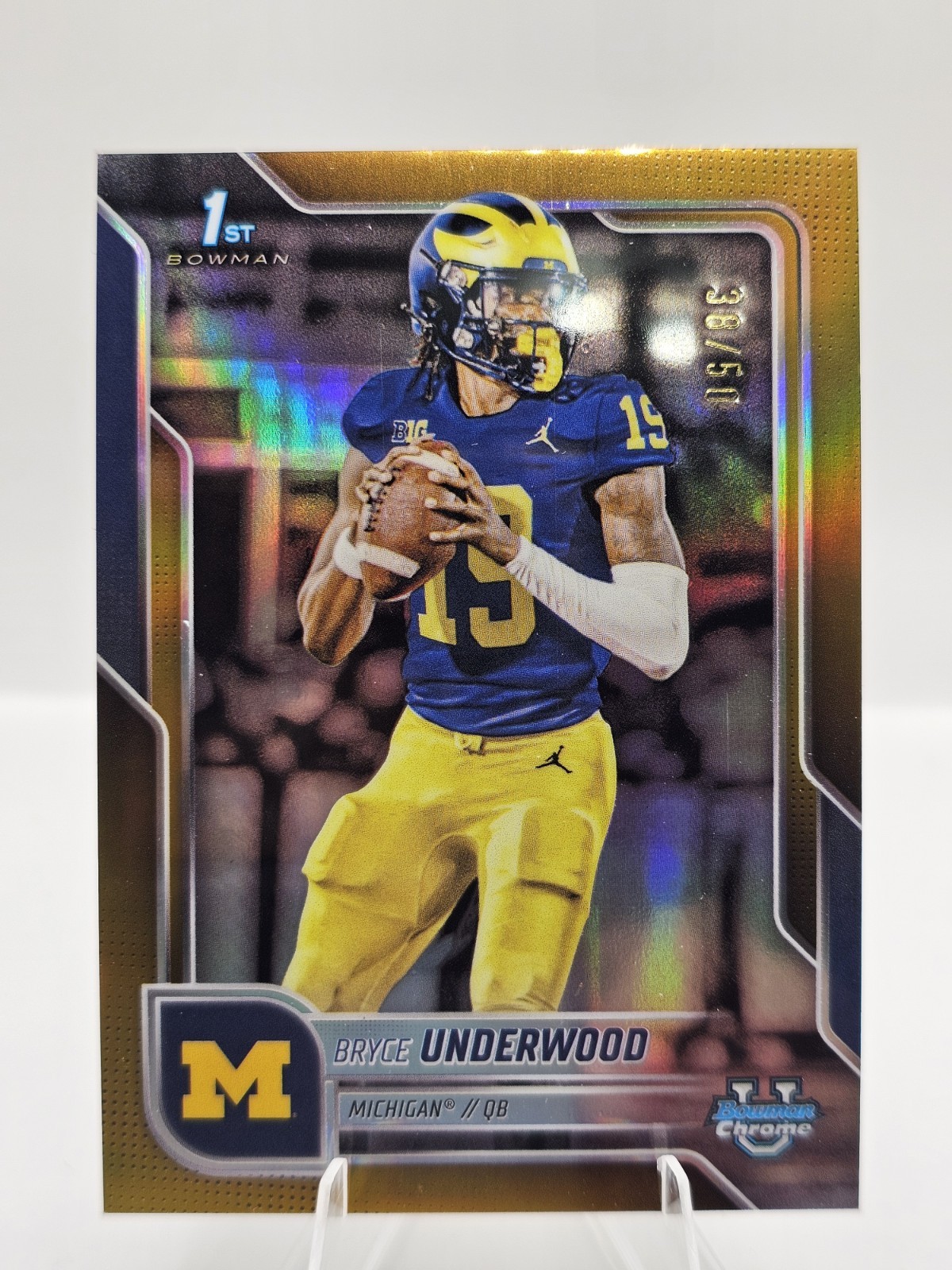 2025 Bowman U Chrome Bryce Underwood 1st/RC True Gold SSP /50 Michigan #196