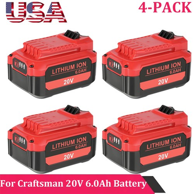 #ad #ad 4x 20V 6.0 Ah For Craftsman 20 Volt Lithium ion Battery CMCB204 CMCB202 CMCB201 $159.99