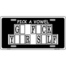 MINI Size 4"x2.2" License Plate Metal Sign for Home Pick A Vowel
