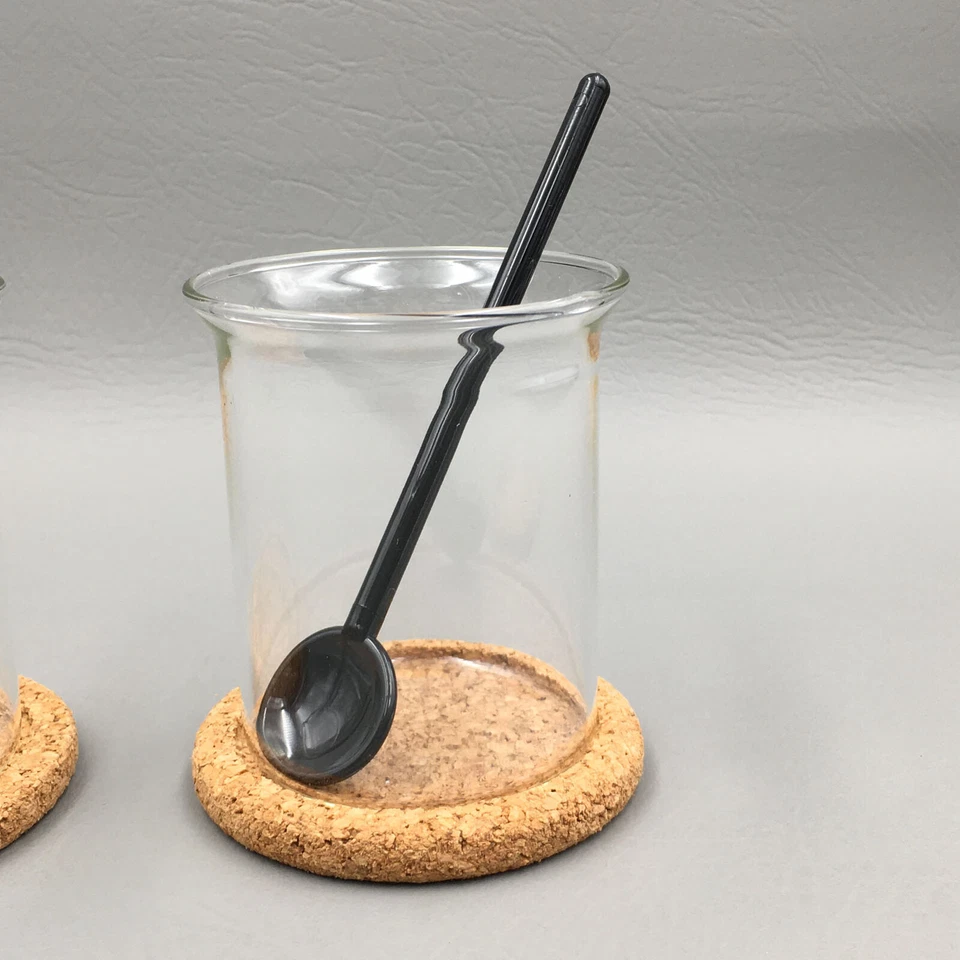 Juego de vidrio abierto Bodum Bistro crema y azúcar con posavasos y cuchara vintage Foto 3 de 4