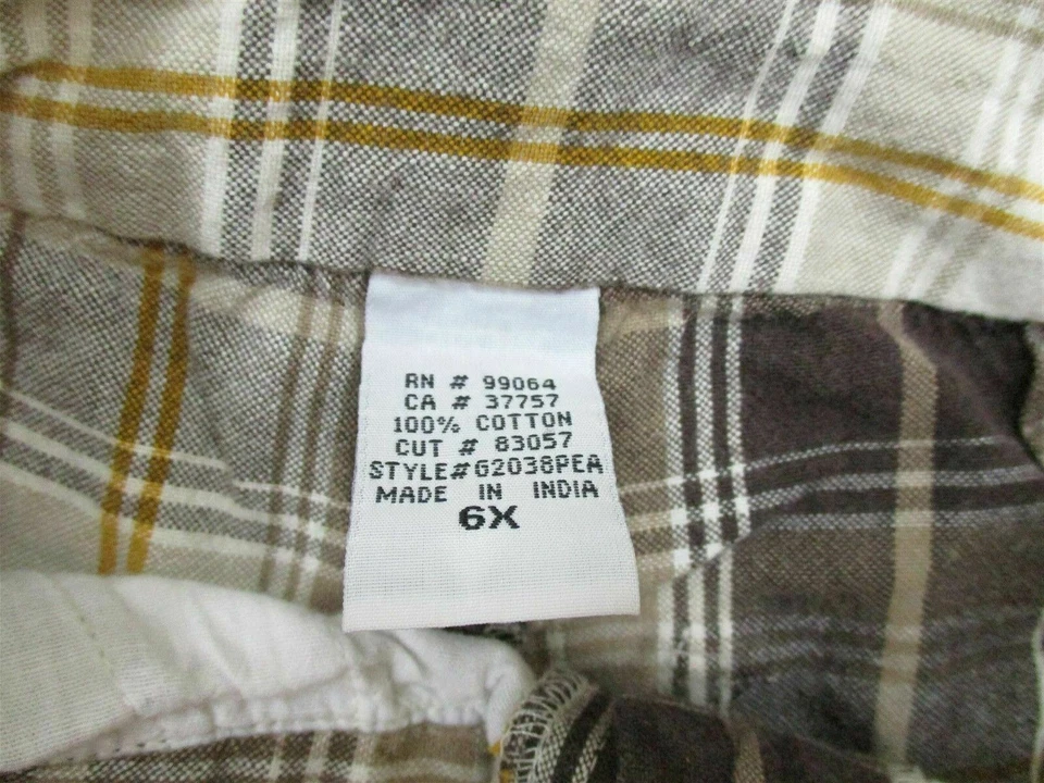 BILLABONG Girls Youth Size 6X Plaid 100% Cotton Brown Bermuda Shorts - Image 4 of 4