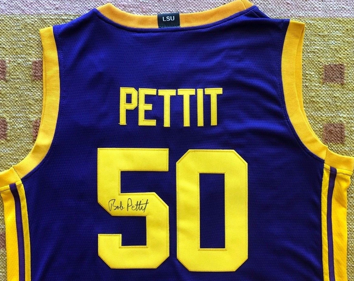 Bob Pettit Signed Autograph LSU Tigers Jersey VERY RARE NBA HOF