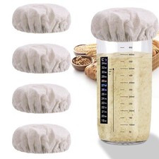 100 Cotton Sourdough Jar Cover,5 PCS Reusable Sourdough Bread Proofing Start...