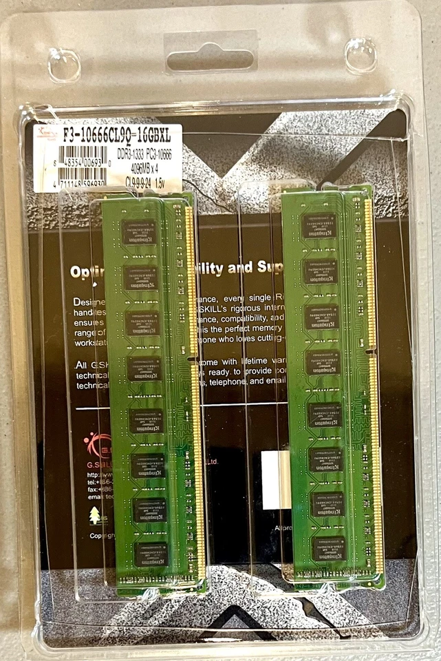 G Skill IC - RipJaws F3/10666C190/16 GBXL DDR3/1333/PC3-10660-CL9.99-24 1.5V NEW - Image 2 of 3