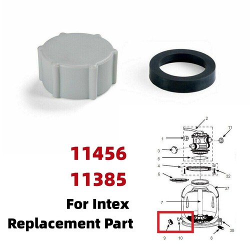 Intex Replacement Part 11456 11385 Drain Valve Cap & O Ring for Sand ...
