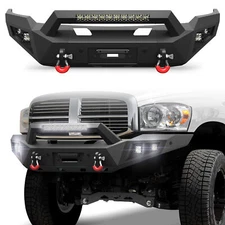 Steel Front Bumper For Dodge Ram 1500 2006 2007 2008 W/ Winch Plate+LED lights