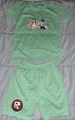 NIP Girls Boys ROBLOX T-shirt & Shorts Summer Outfit Set - size 7-8 - Green