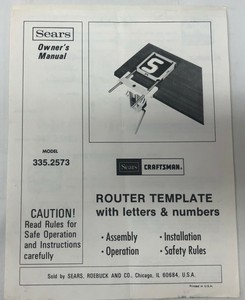 Vintage Sears Craftsman Router Template 335.2573 Owners 