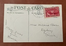12/24/1913 Q1 PARCEL POST 1c DYBERRY PA WAYNE COUNTY DPO ! CHRISTMAS POSTCARD !!