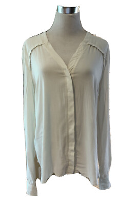 Splendid Ivory Button Down Blouse Top Collarless Size M Great Condition!
