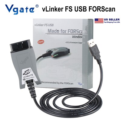 Vgate vLinker FS USB ELM327 OBD2 Scanner For Ford FORScan HS/MS-CAN Auto Switch