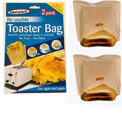 Sealapack 2 Pack Re-useable Sandwich Toastie Toaster Bags Food Bag Toasting - Picture 2 of 3