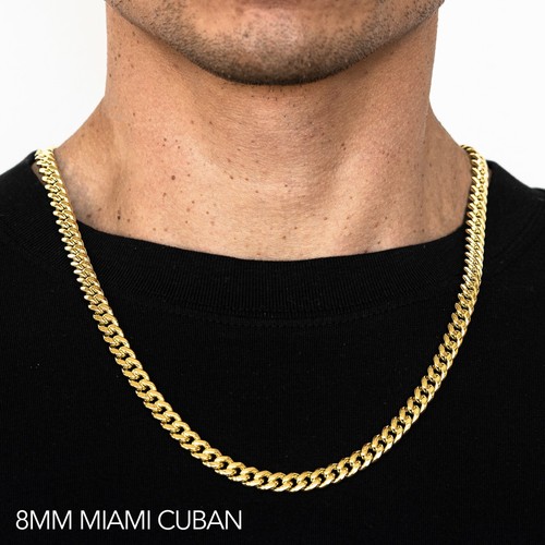 14k Yellow Gold 2.5mm-8mm Solid Miami Cuban Chain Bracelet Size 7-30 inches - Picture 16 of 16