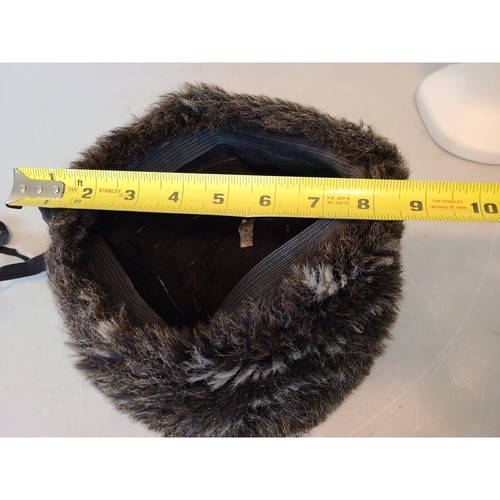 Cappello invernale vintage donna pelliccia visone sintetica turbante cerniera marrone grigio Union Made USA - Foto 12 di 13