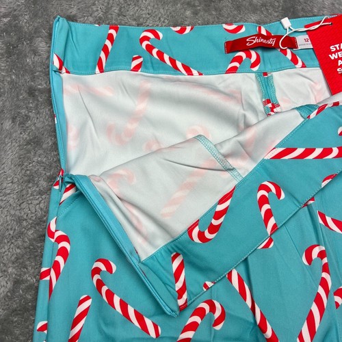 Shinesty Pants Womens 12 Aqua Blue Wide Leg Candy Cane Holiday Festive - 第 11/11 張圖片