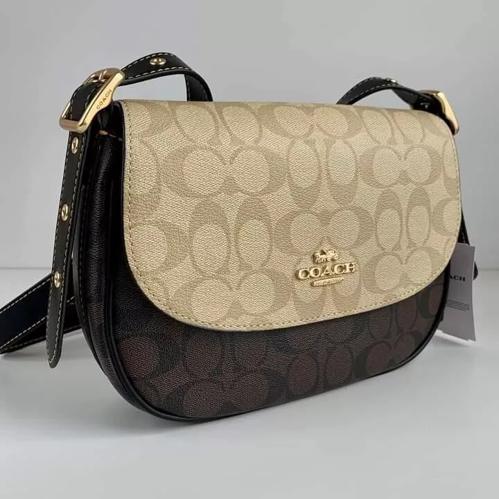 Coach Macie Saddle Bag in Blocked Signature Canvas