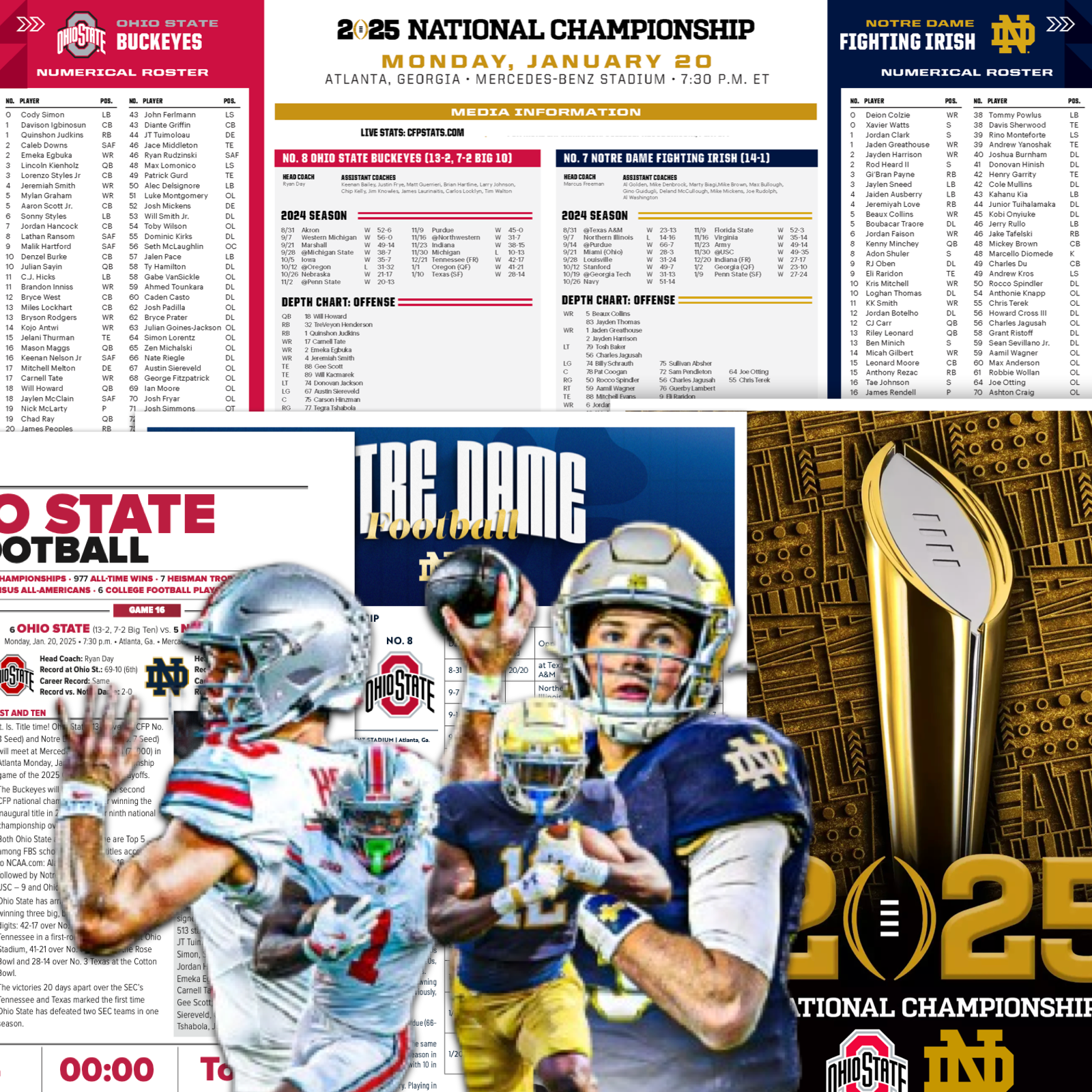 2025 National Championship Notre Dame vs Ohio State FLIPCARD & PROGRAM NOTES CFP
