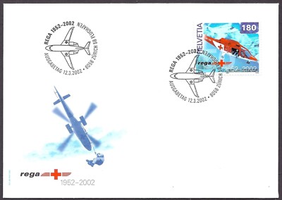 Svizzera 2002 - Elicottero del soccorso alpino REGA, montagne, mountains - FDC
