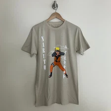 Naruto T-Shirt Adult M (38/40) Tan New Shippuden Collection Masashi Kishimoto