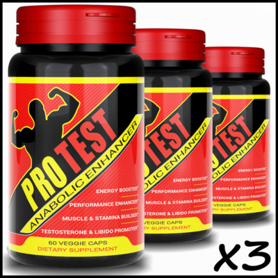 3 x BOTTLES TESTOSTERONE ANABOLIC BODYBUILDING MUSCLE ...