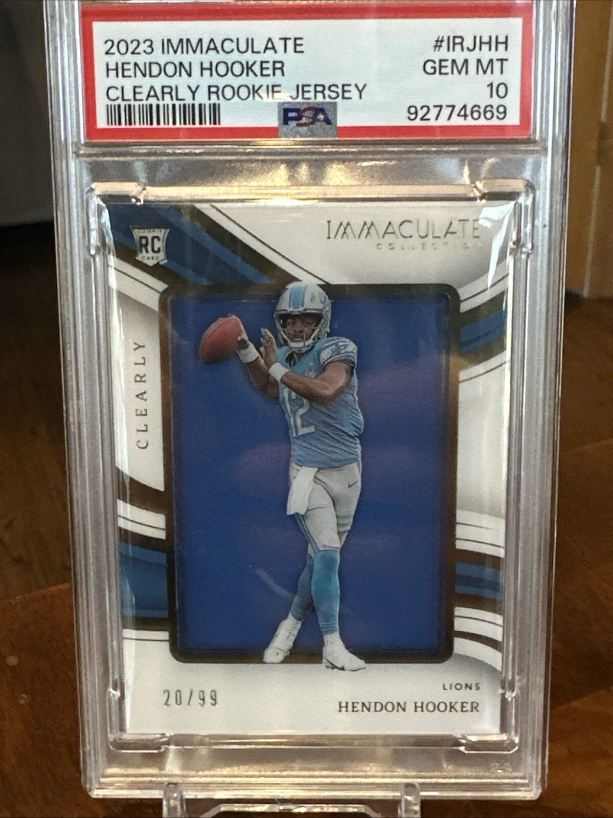 Hendon Hooker Panini Immaculate Collection Clearly Immaculate Rookie Jerseys #IRJHH Base