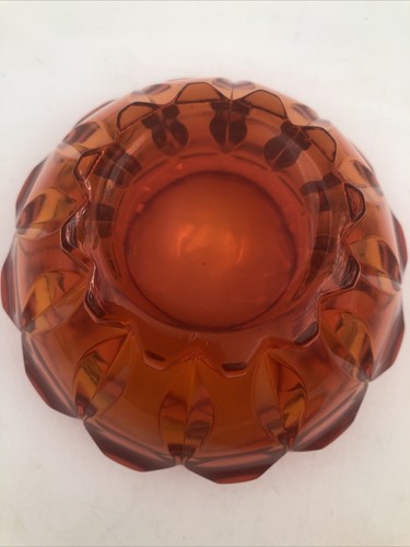 Fenton VALENCIA Pattern Glass AMBERINA Persimmon Covered CANDY DISH Box Cadmium - Picture 6 of 11
