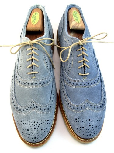 Wingtip Oxfords 9.5 D Blue Suede (823 