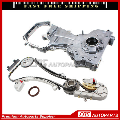 New Timing Cover Oil Pump + Chain Kit for 02-06 Nissan