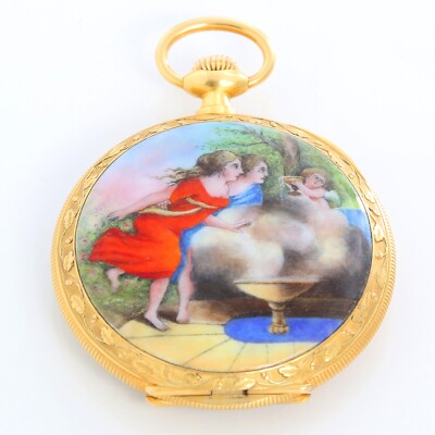 1916 Vacheron Constantin 18K Yellow Gold Enamel Pocket Watch W/Box & VC  Archive