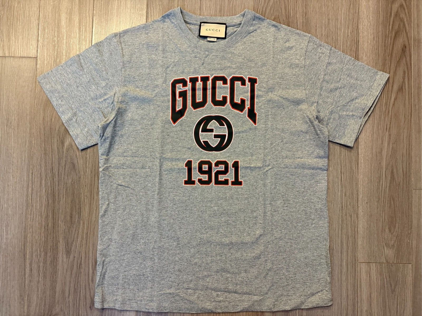 Gucci Grey Cotton Jersey Printed Tee Shirt Size M
