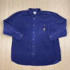 Disney Winnie the Pooh Button Down Corduroy Shirt Mens XXL Blue 1966 90s Y2K