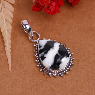 Natural White Buffalo Turquoise Gemstone 925 Sterling Silver Pendant Jewelry