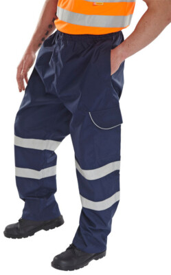 Marine Hi Viz wasserdichte Hose atmungsaktiv reflektierendes Band Beeswift Gr. XL