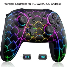 Bluetooth Controller Hall Effect Joysticks&Triggers for PC, Switch, iOS,Android