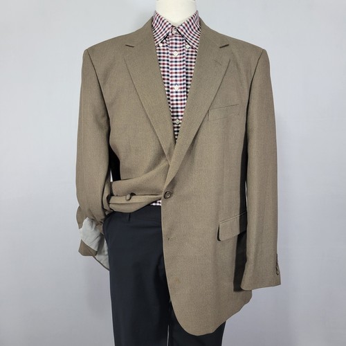 Stafford Essentials Mens Sport Coat Blazer Two Button Olive Green Brown