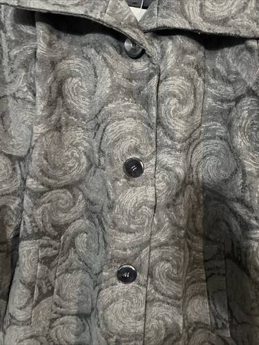 JM Collection Plush Wing-Collar Gray Coat Magic Swirl Size XL NWT Ret $99 - Picture 2 of 8
