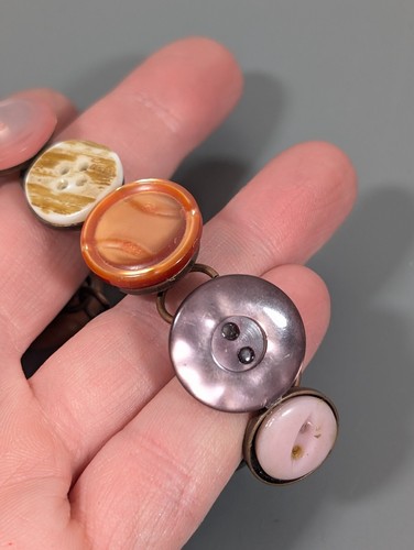 Retro Boho Moonglow Button Copper Chain Bracelet Tennis Purple Pink 7.5 in - Picture 13 of 13