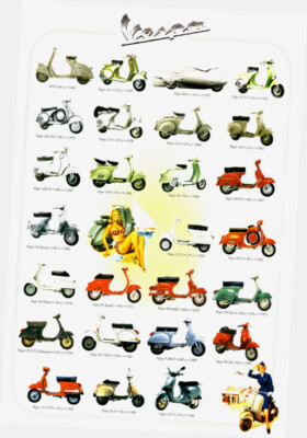 Vespa Scooter Poster History Photos 24