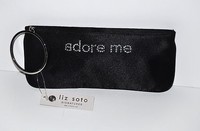 Liz Soto Signatures Black 'satin' Rhinestone adore Me Small Clutch Bag Liz Soto Signatures Black 'satin' Rhinestone adore Me Small Clutch Bag