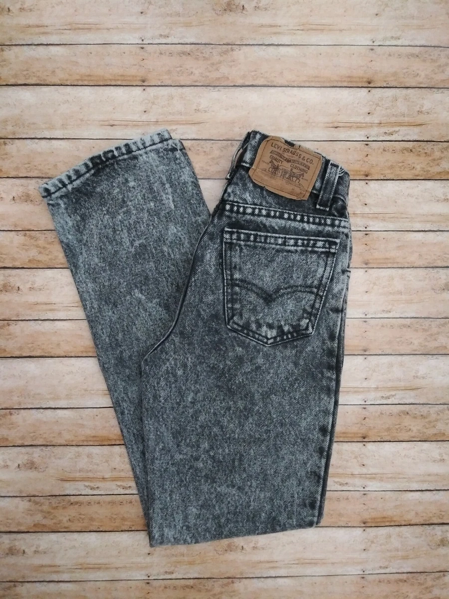 VINTAGE 90 S LEVI S Black Acid Wash Skinny Jeans Youth Size 12