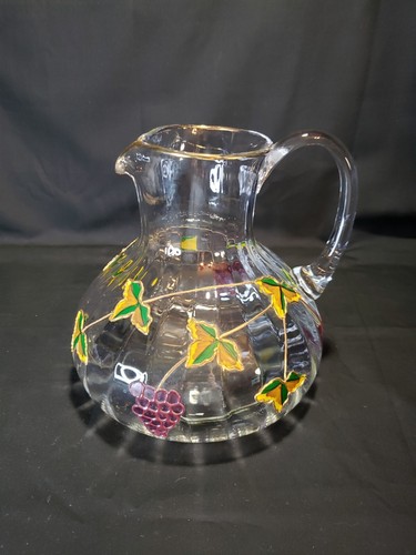 Pitcher Romanian Crystal-Clear Bordeaux Grapevine Design - Picture 3 of 11
