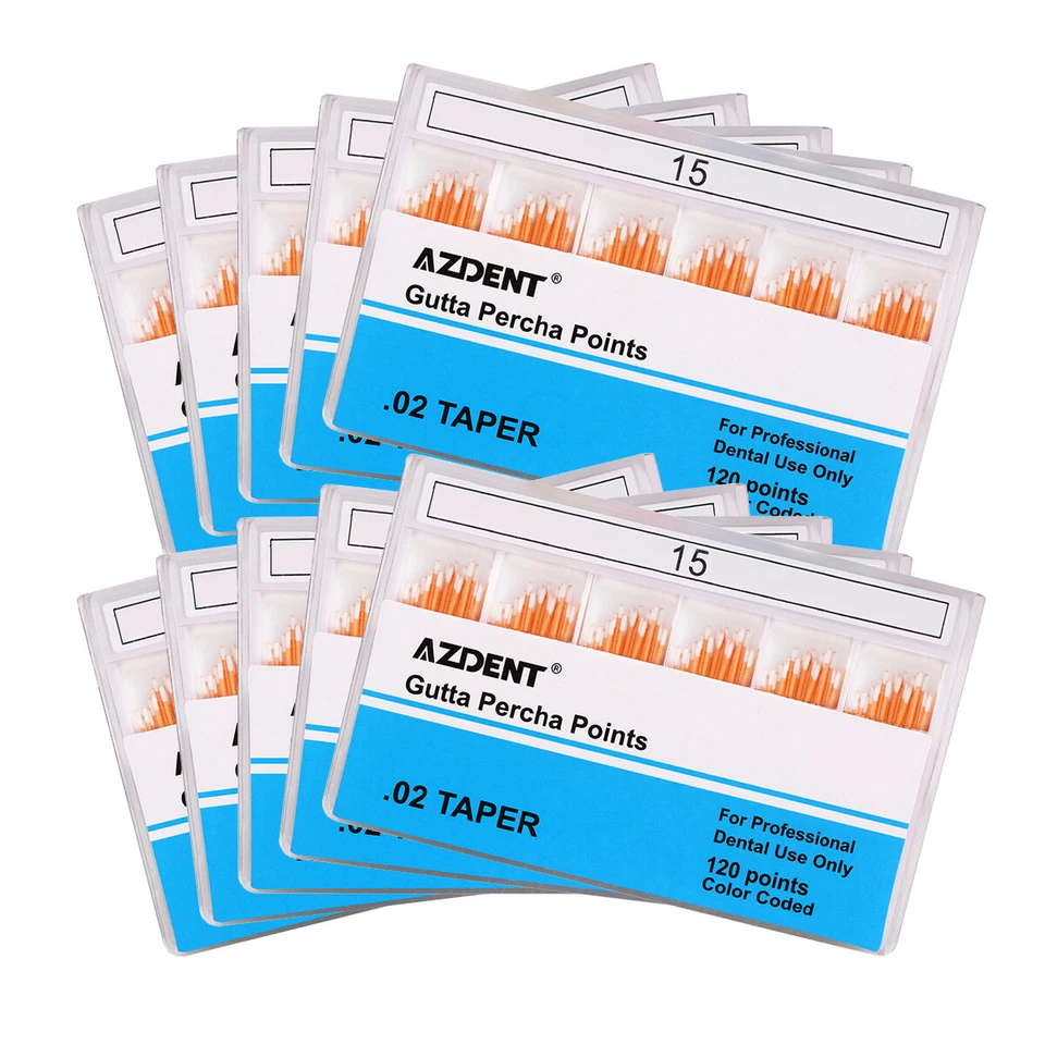 AZDENT Dental Gutta Percha Points Taper 0.02/0.04/0.06 15#-40# para uso final Foto 4 de 4