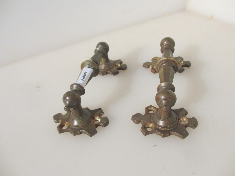 Antique Brass Door Handles Church Pulls Old Victorian Sash Lifts Drawer