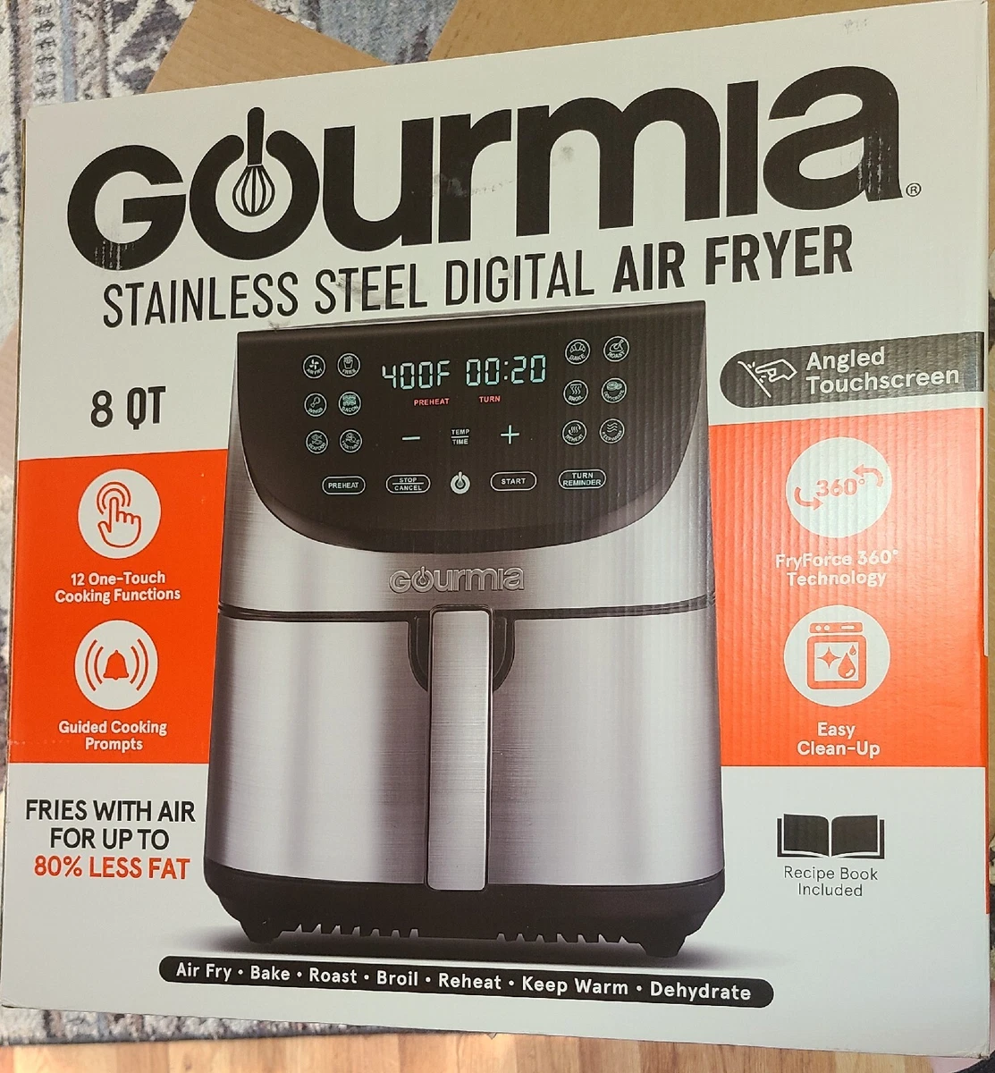 Gourmia 8-Qt Digital Air Fryer with Guided Cooking, Stainless