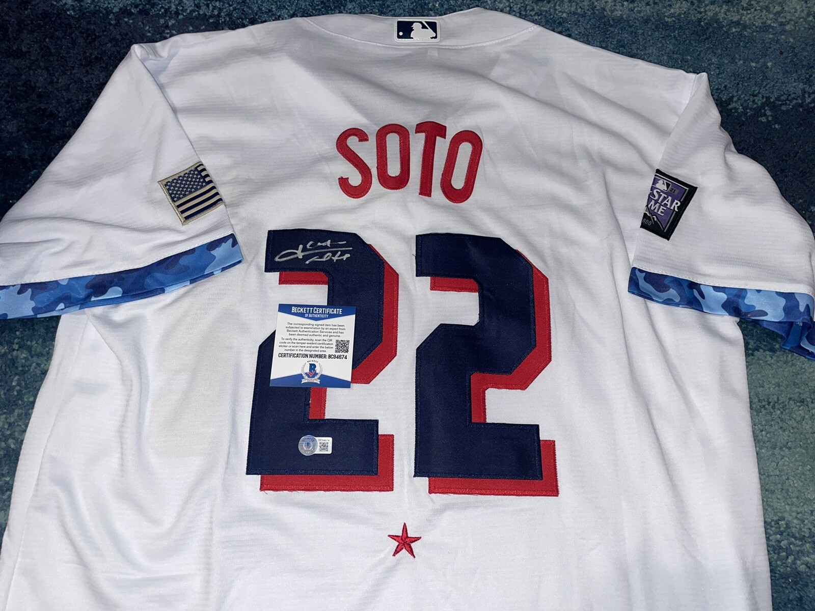 Juan Soto Autographed Signed 2021 All Star Jersey Washington Nationals Superstar Beckett 