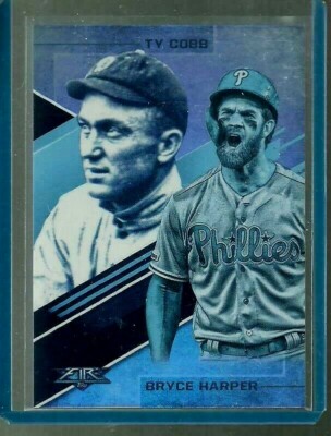 2019 Topps Fire Lasting Legacies Blue Chip LL-4 Ty Cobb & Bryce Harper Phillies