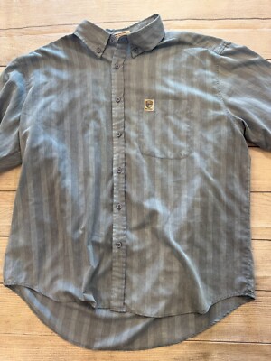 VTG Brittania Button Down Shirt Mens XXL Blue Stripe Pocket Logo Retro Tourist