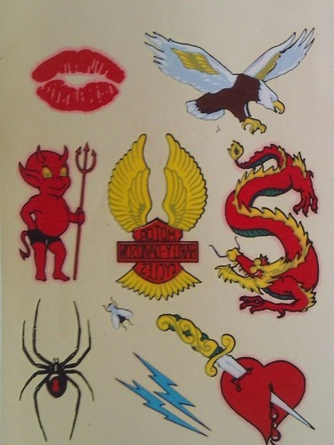 44 VTG 1990's Tattoos By Joyce, Temporary , Harley Davidson, Lips, Stars, Heart - Picture 3 of 5