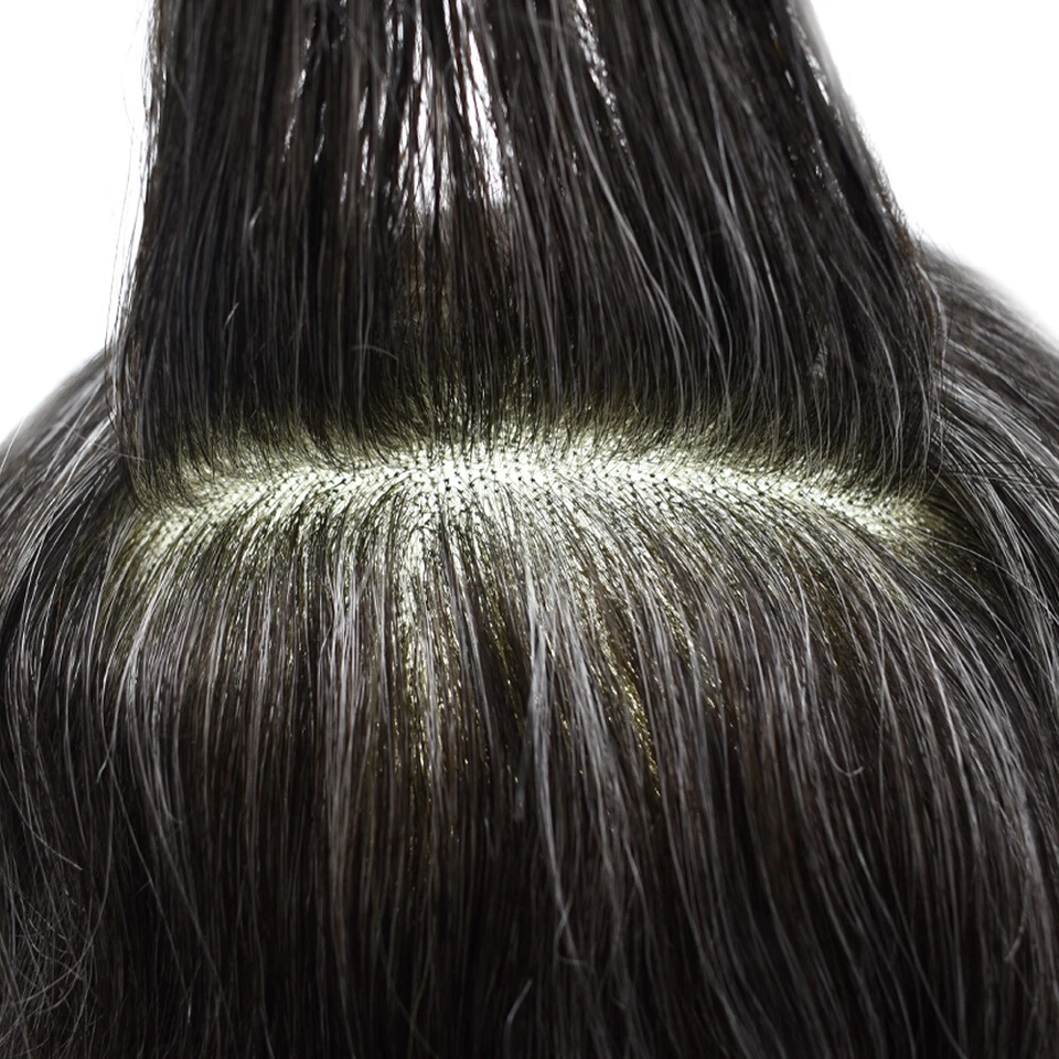 男式 Toupee Hairpiece Fine Mono Hair System Replacements Poly Skin Pu 男式假发 — 第 3/4 张图片