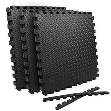 Eva Interlocking Floor Mats Soft Foam Gym Flooring Yoga 60cm Exercise Mat Black